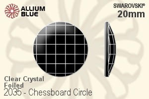 施华洛世奇 棋盘圆形 平底石 (2035) 20mm - 透明白色 白金水银底