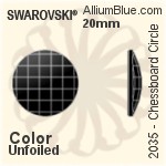 施華洛世奇 棋盤圓形 平底石 (2035) 20mm - 白色（半塗層） 白金水銀底