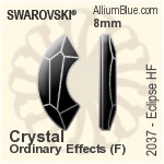 施華洛世奇 日蝕 熨底平底石 (2037) 8mm - 白色（半塗層） 鋁質水銀底