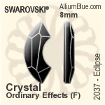 スワロフスキー Eclipse フラットバック ラインストーン (2037) 8mm - カラー（コーティングなし） 裏面にホイル無し