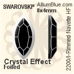 Swarovski Rimmed Navette Flat Back Hotfix (2200/I) 8x4mm - Color (Half Coated) With Aluminum Foiling