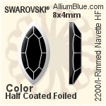 施華洛世奇 Rimmed 馬眼形 熨底平底石 (2200/I) 8x4mm - 顏色（半塗層） 鋁質水銀底
