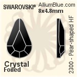 施华洛世奇 梨形 熨底平底石 (2300) 8x4.8mm - 颜色 铝质水银底