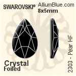 スワロフスキー Pear ラインストーン ホットフィックス (2303) 8x5mm - クリスタル 裏面アルミニウムフォイル