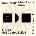Swarovski Pyramid Flat Back Hotfix (2403) 6mm - Color (Half Coated) With Aluminum Foiling