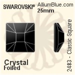 施華洛世奇 經典正方形 平底石 (2483) 25mm - 透明白色 白金水銀底