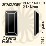 施華洛世奇 長方 平底石 (2510) 3.7x1.9mm - 白色（半塗層） 白金水銀底