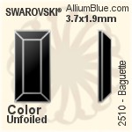 施華洛世奇 長方 平底石 (2510) 3.7x1.9mm - 透明白色 白金水銀底