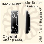 スワロフスキー Cosmic Baguette ラインストーン ホットフィックス (2555) 12x4mm - クリスタル 裏面アルミニウムフォイル