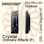 施華洛世奇 天宇 長方 熨底平底石 (2555) 12x4mm - 透明白色 鋁質水銀底