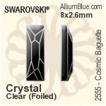 施華洛世奇 天宇 長方 平底石 (2555) 8x2.6mm - 透明白色 白金水銀底