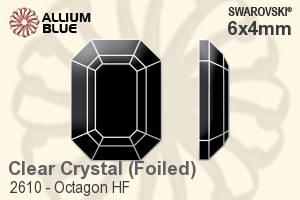 施华洛世奇 Octagon 熨底平底石 (2610) 6x4mm - 透明白色 铝质水银底