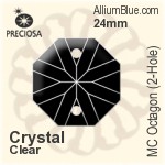 Preciosa MC Octagon (2-Hole) (2611) 24mm - Clear Crystal