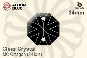 Preciosa MC Octagon (2-Hole) (2611) 34mm - Clear Crystal