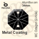 Preciosa MC Octagon (2-Hole) (2611) 38mm - Clear Crystal
