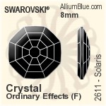 施华洛世奇 Solaris 平底石 (2611) 8mm - 白色（半涂层） 白金水银底