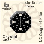Preciosa MC Octagon (4-Hole) (2665) 16mm - Clear Crystal