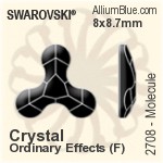 施华洛世奇 分子状 平底石 (2708) 12.5x13.6mm - 白色（半涂层） 白金水银底