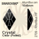 施华洛世奇 菱形 熨底平底石 (2709) 10x6mm - 透明白色 铝质水银底