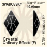 スワロフスキー Rhombus ラインストーン ホットフィックス (2709) 10x6mm - クリスタル 裏面アルミニウムフォイル