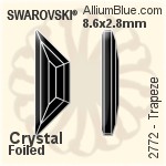 施华洛世奇 Trapeze 平底石 (2772) 8.6x2.8mm - 透明白色 白金水银底