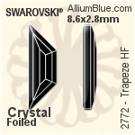 Swarovski Trapeze Flat Back Hotfix (2772) 12.9x4.2mm - Crystal Effect With Aluminum Foiling