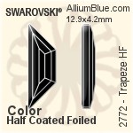 スワロフスキー Trapeze ラインストーン ホットフィックス (2772) 6.5x2.1mm - カラー（ハーフ　コーティング） 裏面アルミニウムフォイル