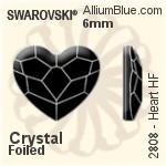 施华洛世奇 心形 熨底平底石 (2808) 6mm - 白色（半涂层） 铝质水银底
