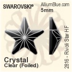 施华洛世奇 里弗利星形 熨底平底石 (2816) 5mm - 透明白色 铝质水银底