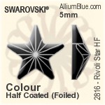 スワロフスキー リボリ Star ラインストーン ホットフィックス (2816) 5mm - カラー（ハーフ　コーティング） 裏面アルミニウムフォイル