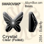 施華洛世奇 蝴蝶 平底石 (2854) 8mm - 透明白色 白金水銀底
