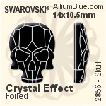 施华洛世奇 Skull 平底石 (2856) 14x10.5mm - 白色（半涂层） 白金水银底