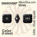 Swarovski Rivoli Square Button (3009) 14mm - Clear Crystal With Platinum Foiling