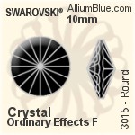 スワロフスキー Round ボタン (3015) 10mm - クリスタル （オーディナリー　エフェクト） アルミニウムフォイル