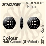 施华洛世奇 卫星 钮扣 (3018) 14mm - 颜色（半涂层） 无水银底