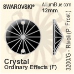 Swarovski Rivoli (Partly Frosted) Sew-on Stone (3200/G) 12mm - Clear Crystal With Platinum Foiling