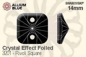 Swarovski Rivoli Square Sew-on Stone (3201) 14mm - Crystal Effect With Platinum Foiling