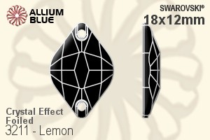 Swarovski Lemon Sew-on Stone (3211) 18x12mm - Crystal Effect With Platinum Foiling