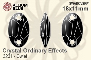 Swarovski Owlet Sew-on Stone (3231) 18x11mm - Crystal Effect Unfoiled