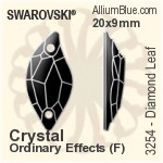 施华洛世奇 Diamond 树叶 手缝石 (3254) 20x9mm - 透明白色 白金水银底