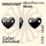 施華洛世奇 心形 手縫石 (3259) 16mm - 白色（半塗層） 無水銀底