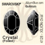 施華洛世奇XILION施亮橢圓形 花式石 (4128) 6x4mm - 透明白色 白金水銀底