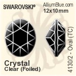 Swarovski Oval (TC) Fancy Stone (4130/2) 12x10mm - Clear Crystal With Green Gold Foiling