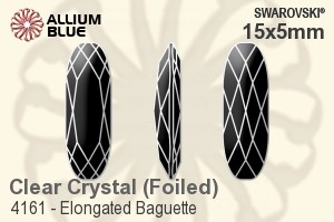 Swarovski Elongated Baguette Fancy Stone (4161) 15x5mm - Clear Crystal With Platinum Foiling