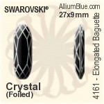 Swarovski Elongated Baguette Fancy Stone (4161) 27x9mm - Clear Crystal With Platinum Foiling