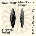 Swarovski Navette (TC) Fancy Stone (4200/2) 6x3mm - Clear Crystal With Green Gold Foiling