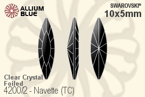 Swarovski Navette (TC) Fancy Stone (4200/2) 10x5mm - Clear Crystal With Green Gold Foiling