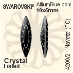 施华洛世奇 Navette (TC) 花式石 (4200/2) 10x5mm - Clear Crystal With Green Gold Foiling
