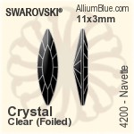 Swarovski Navette Fancy Stone (4200) 11x3mm - Clear Crystal With Platinum Foiling