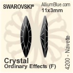 施華洛世奇 馬眼形 花式石 (4200) 11x3mm - 白色（半塗層） 白金水銀底